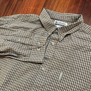 Columbia Shirt Men 3xlt Big Tall Button Down Brown Plaid Preppy Formal Office